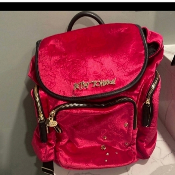Nwot Vintage rare betsey johnson velour backpack